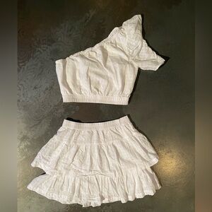 Universal Thread White Eyelet Top and Skirt Set